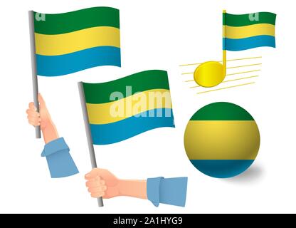 Gabon flag icon set. National flag of Gabon  illustration Stock Photo