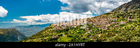 Pamoramic view of Arachova town in Greece Stock Photo