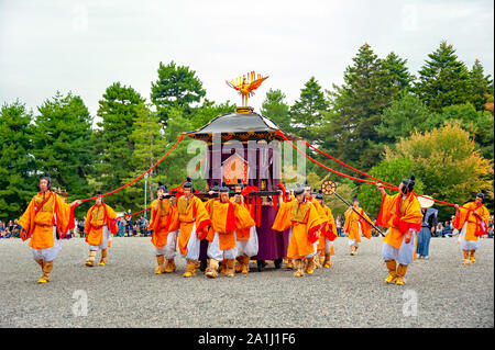 Kyoto, Japan - October 22, 2016: Festival of The Ages, an ancient and authentic costume parade of different Japanese feudal periods. Stock Photo