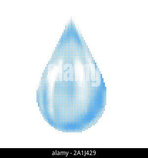 Blue Halftone Water Drop Icon Stock Vector
