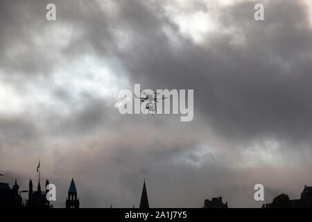 Drone Filming over Edinburgh, Scotland. Stock Photo