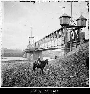 Nashville, Tenn. Fortified railroad bridge across Cumberland River Stock Photo