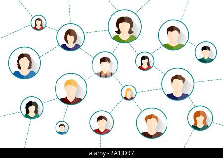 Social media network. Connected people icons. Vector illustration Stock Vector