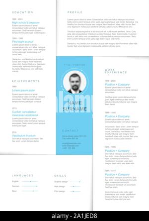 Vector minimalist cv / resume template with blocks design - vertical light version Stock Vector