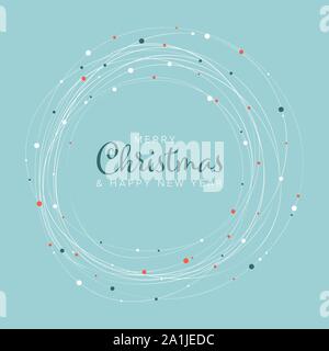 Minimalist Christmas flyer  card temlate with white snowflakes on light teal background Stock Vector