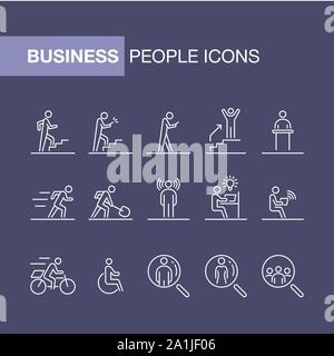 Business people icon set simple line flat illustration Stock Vector ...