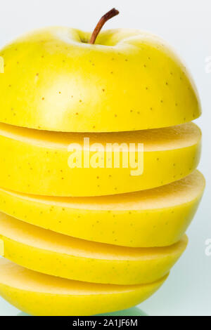 Close up of sliced green apple. Stock Photo