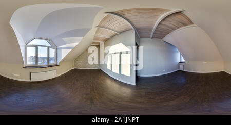 360° view of empty white kitchen room without furniture. full seamless ...
