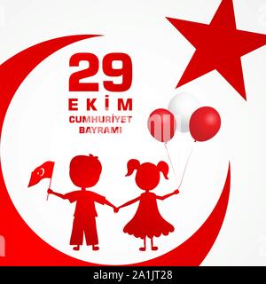 29 Ekim Cumhuriyet Bayraminiz kutlu olsun. Translation: 29 october Happy Republic Day Turkey. Stock Vector