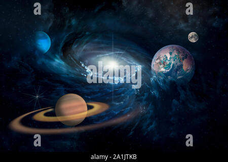 planets in the Solar system in the starry universe with copy space Elements of this image furnished by NASA Stock Photo