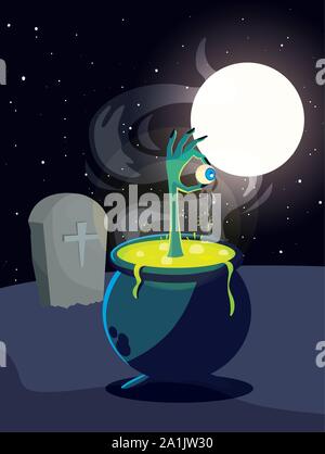 cauldron bubbly of witch on white background vector illustration design ...