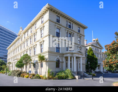 The wooden-constructed Old Government Buildings (1876), on Lambton Quay, were built to house New Zealand's civil service.  Wellington, New Zealand Stock Photo