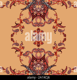 Indian Traditional paisley pattern. Multicolor bright background. Stock Photo