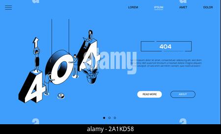 404 error - line design style isometric web banner Stock Vector