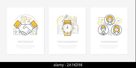 Business management - line design style icons set Stock Vector