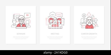 Professional training - line design style icons set Stock Vector