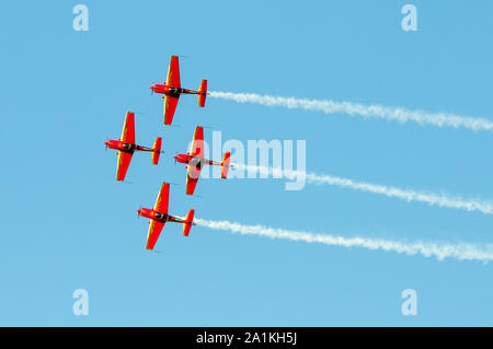 Athens Greece, September 21 2019: The Royal Jordanian falcons planes formation performing aerobatics on the air during the Athens Flying  week 2019 at Stock Photo
