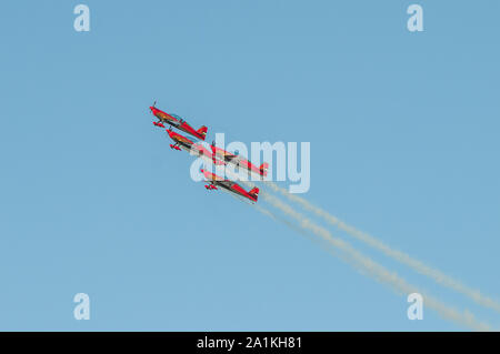 Athens Greece, September 21 2019: The Royal Jordanian falcons planes performing aerobatics on the air during the Athens Flying  week 2019 at Tanagra a Stock Photo