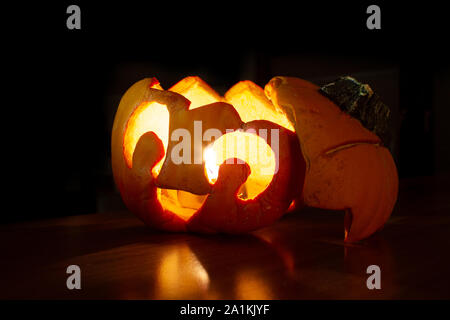 Smiling Little Haloween Pumpkin Face Stock Photo