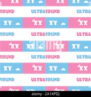 seamless pattern. ultrasound. vector. pink. blue. white. Stock Vector