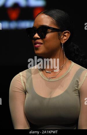 Gabriella Wilson, H.E.R. at the press conference for Global Citizen Goal Live: The Possible Dream 2020 Campaign Launch, St. Ann's Warehouse, Brooklyn, NY September 26, 2019. Photo By: Kristin Callahan/Everett Collection Stock Photo