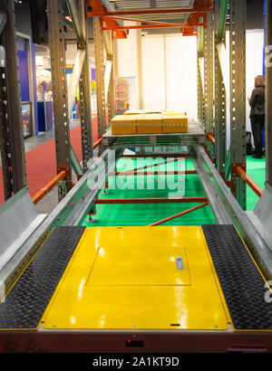 Automated pallet shuttle racking in modern warehouse Stock Photo