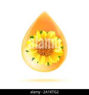 Sunflower oil drop isolated on white background vector Stock Vector