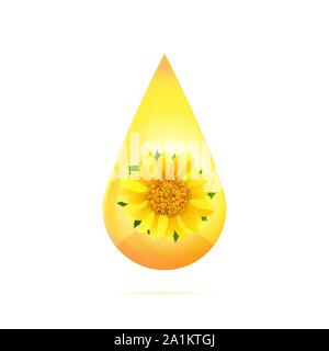 Sunflower oil drop isolated on white background vector Stock Vector