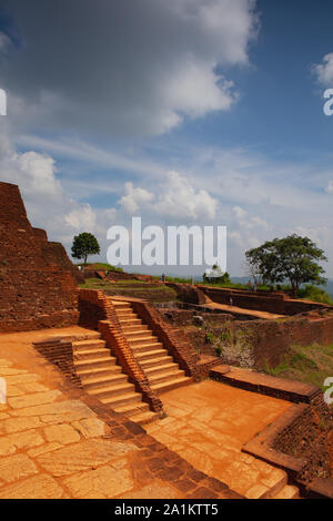 Sigiriya, Sri Lanka - January 22,2019: Ruins on top of Sigiriya Lion's rock palace The name refers to a site of historical and archaeological signific Stock Photo