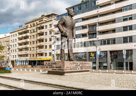 Gdynia, Poland - September 16, 2019: View at the Statue of Antoni Abraham in Kaszubski square, Gdynia, Poland. Stock Photo