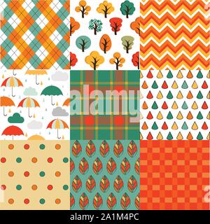 Autumn seamles backgrounds set Stock Vector