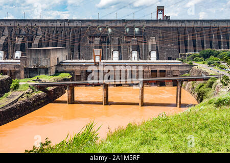 Itaipu Dam between Brazil and Paraguay on the Parana River. Stock Photo