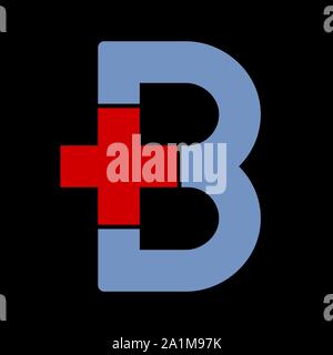 Letter b with plus symbol. Flat and isolated. Vector illustration. Stock Vector