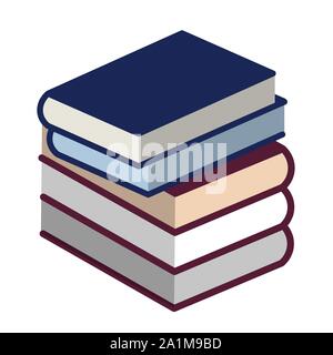 Book pile icon in flat and geometric style. Isolated. Vector illustration. Stock Vector