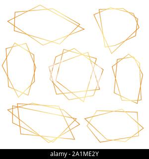 Abstract elements set of geometrical polyhedron for wedding invitation, templates, decorative patterns. Vector illustration Stock Vector
