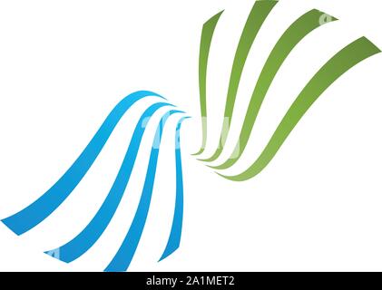 Spiral, leaves, waves, logo, icon, Spiral wave logo, wellness and massage logo, green and blue waves, naturopath and wellness logo Stock Vector