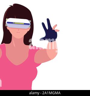 Woman with smartglasses design, Augmented reality virtual technology device and modern theme Vector illustration Stock Vector