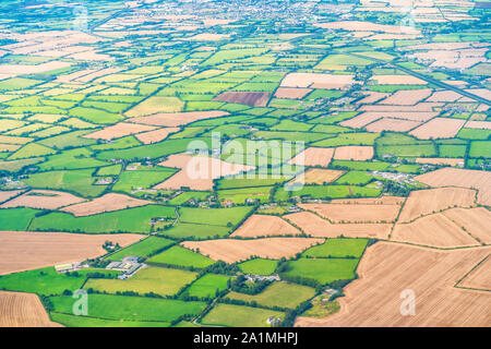 Farmland near Dublin Ireland as seen from an airplane Stock Photo