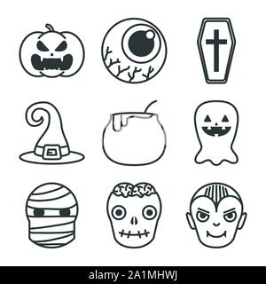 bundle of halloween set icons Stock Vector