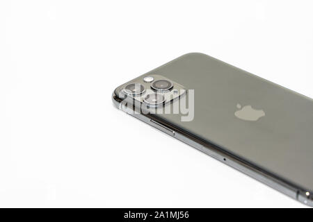 Moscow, Russia - September 24, 2019: Apple iPhone 11 pro on a white background Stock Photo