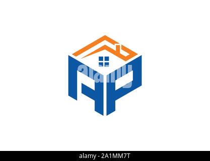 Abstract polygonal Letter Logo, hexagon letter logo, polygonal Letter with home Logo sing and Symbol, monogram logo, Home logo design, Stock Vector