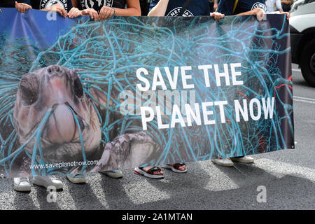 September 20th, Madrid, Spain: A set of 10 editorial & News images of a youth climate protest march as part of a global climate march day Stock Photo