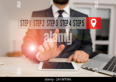 Handwriting text writing Step 1, 2, 3, 4 and 5. Conceptual photo Steps levels of a process work flow Stock Photo