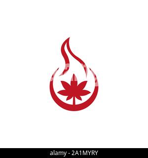 Cannabis leaf on fire icon isolated on white background Stock Vector