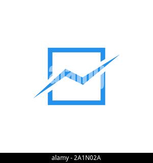 Symbol of lightning and square frame isolated on white background. Stock Vector
