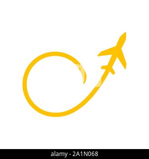 Flying into the distance airplane icon isolated on white background. Stock Vector