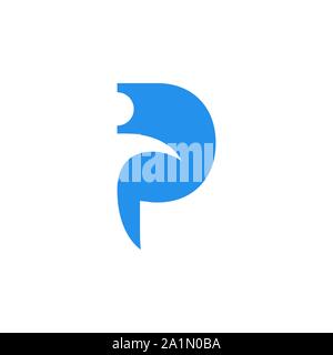 The combination of the letter P and abstract man logo isolated on white background. Stock Vector