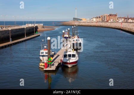 boats moored in Foryd (Voryd) harbour, Rhyl, Denbighshire, N. Wales Stock Photo