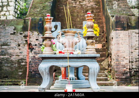 Altar for prayer at a Buddhist temple of Po Nagar Cham Towers Stock Photo