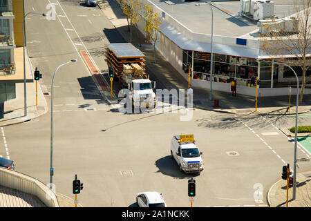 Oversize Heavy Machinery Transport in the City Stock Photo